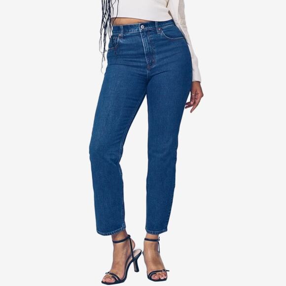 Abercrombie & Fitch Curve Love Ultra High Rise Ankle Straight Jean Size 35 Blue - Picture 3 of 5